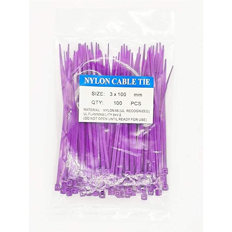 4 Inch length 18lb Small size Self Locking Nylon Cable Zip Ties 100 pieces purple