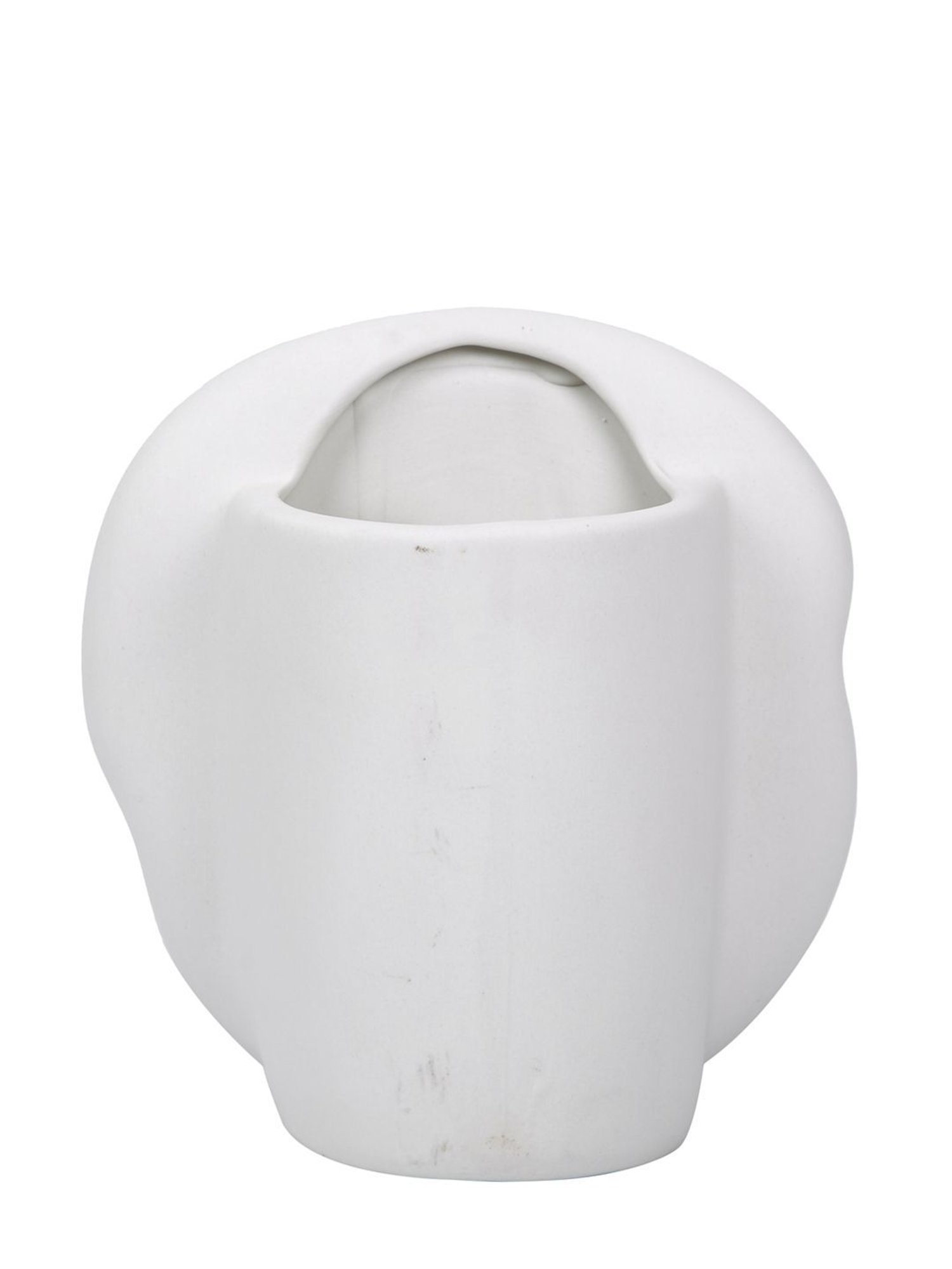 Tayhaa White Ceramic Side Facing Vase