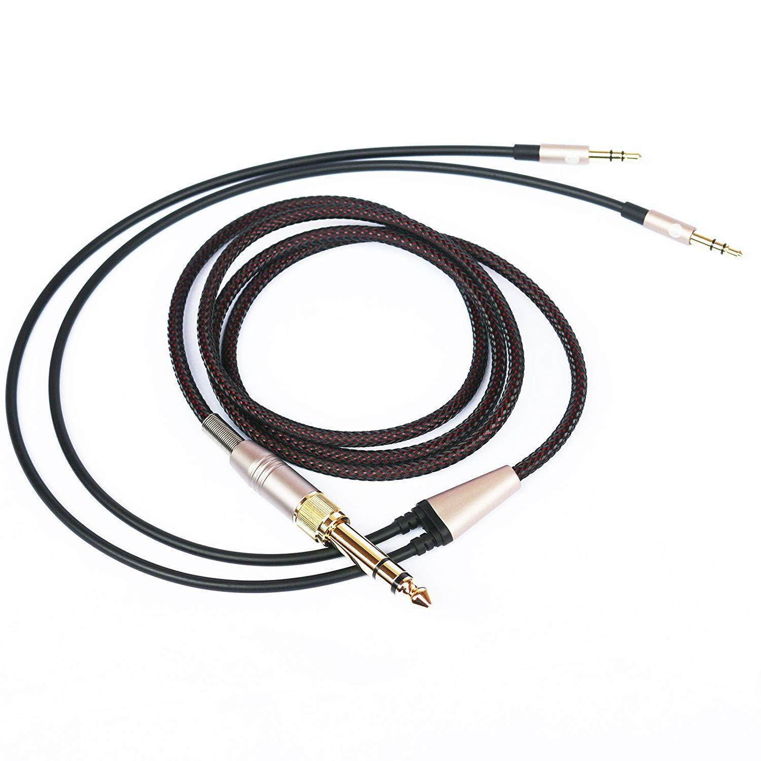 NEW NEOMUSICIA Replacement Cable Compatible with Hifiman HE4XX, HE-400i (The Latest Version with Both 3.5mm Plug) Headphones 3.5mm & 6.35mm to Dual 3.5mm Jack Male Cord 2m/6.6ft