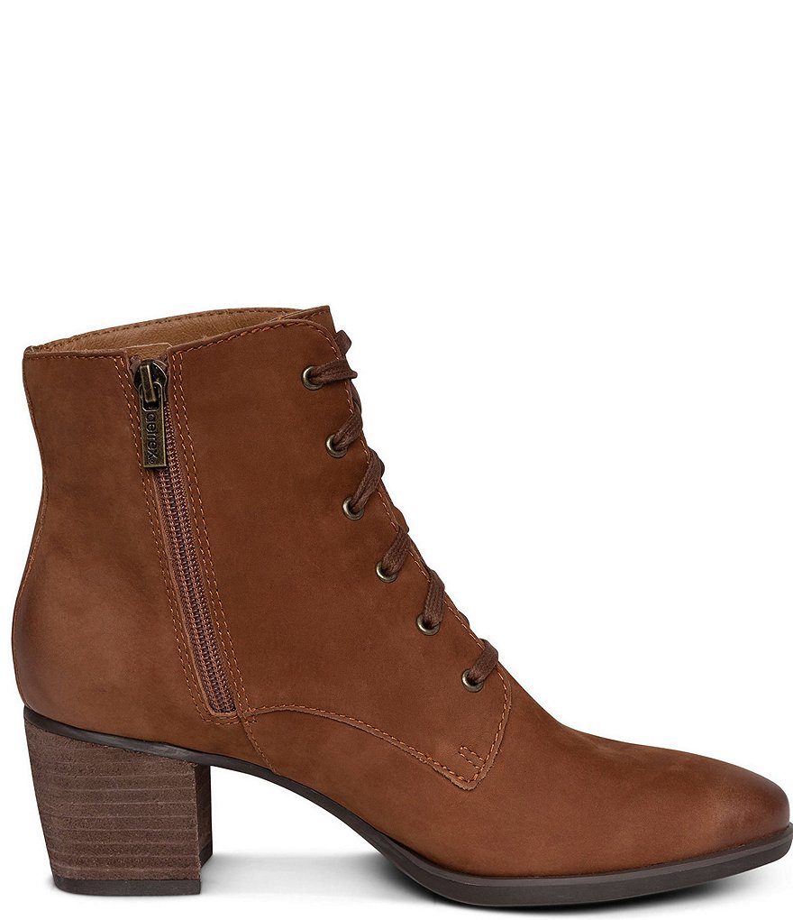 Aetrex Stella Suede Lace-Up Water Resistant Block Heel Booties