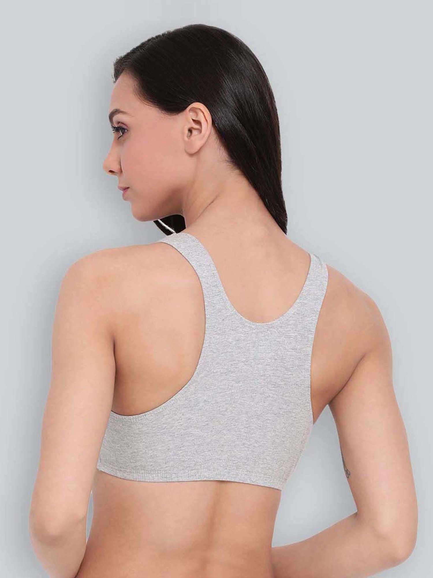 Lyra Grey Cotton Sports Bra
