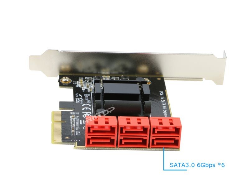 6 Ports SATA iii Controller Expansion Card with Low Profile Bracket, ASM1166 Chipset Support AHCI, SPAN, NCQ, Software RAID 0,1, for Windows 7 8 10