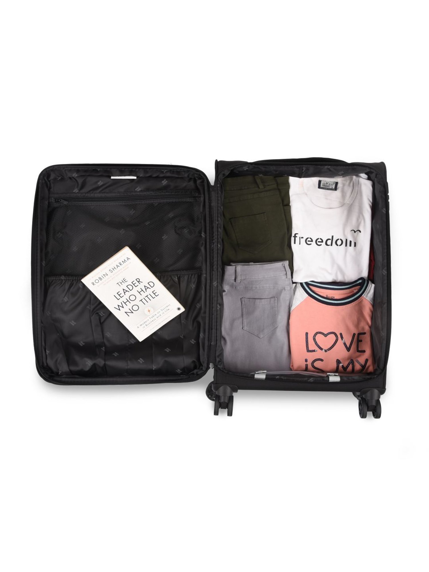 it luggage The Lite Black Combo-24 & 20 inches Expandable Soft Case Luggage Trolley with TSA Lock