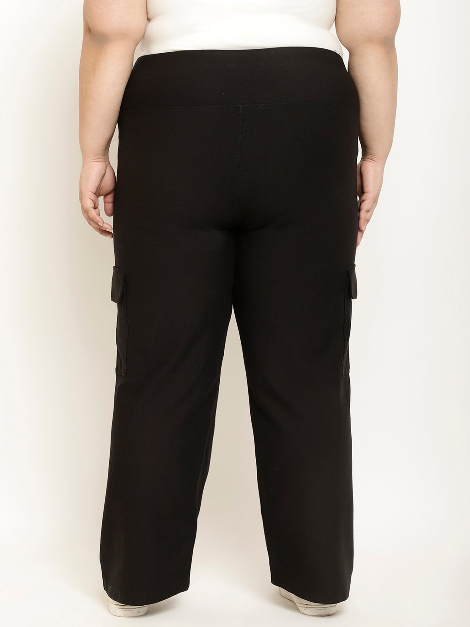 Amydus Black Regular Fit High Rise Cargo Pants