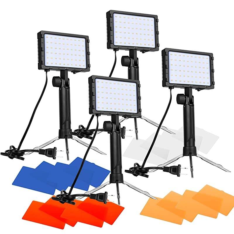 60 LED Continuous Portable Photography Lighting Kit for Table Top Photo Video Studio Light Lamp with Color Filters 4 Packs