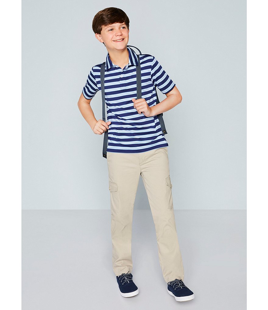 Class Club Big Boys 8-20 Short-Sleeve Multi Color Stripe Synthetic Polo Shirt