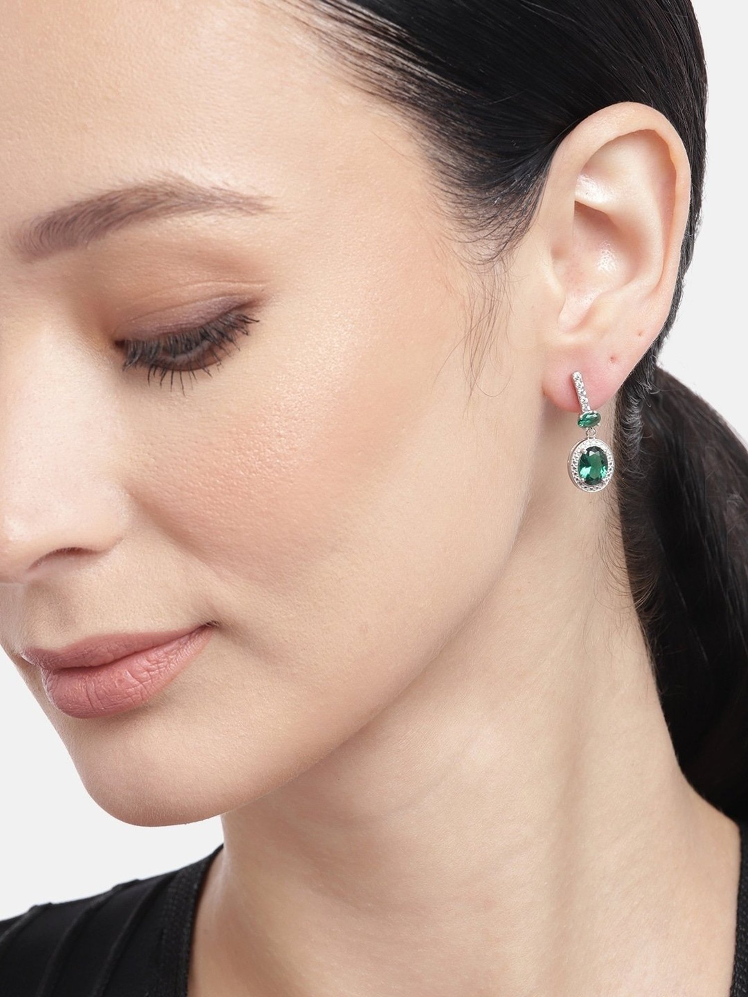 Zavya 925 Sterling Silver Radiant Star Rhodium Drop Earrings For Women