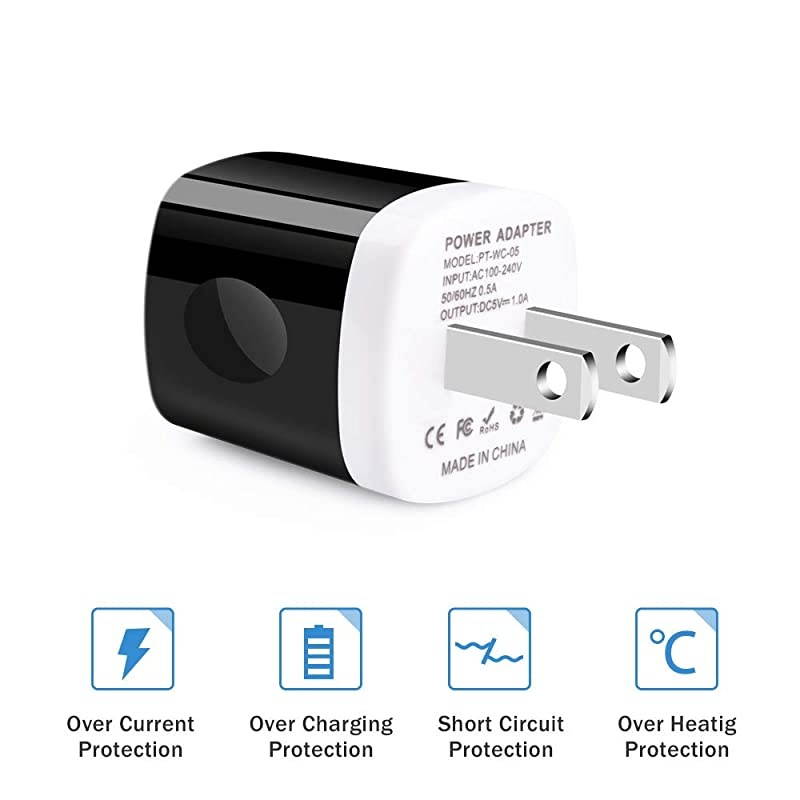 USB Charging Block  5Pack 1A Single Port USB Cube Plug Travel Power Adapter Fast Wall Charger Brick Compatible Phone XS MAXX876S Plus Samsung S10S9+S8S7S6 Edge LG G7G6G5V30 Moto