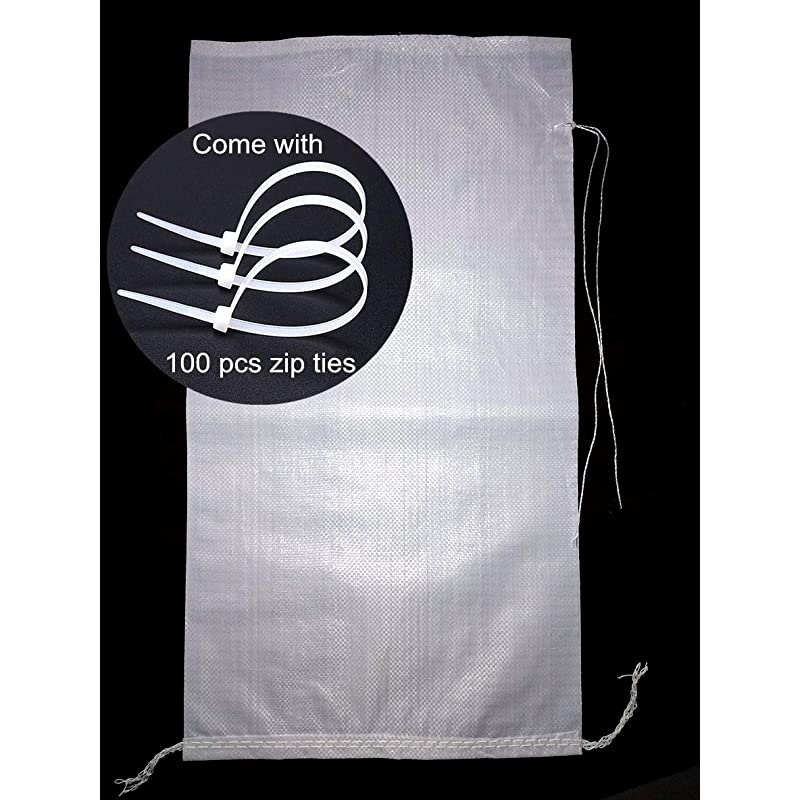 Empty Sand Bags - with Solid Ties, UV Protection Sandbags,14 " x 26 ", Qty of 100