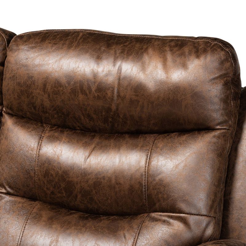 Beasely Faux Leather Upholstered 2 Seater Reclining Loveseat Brown - Baxton Studio