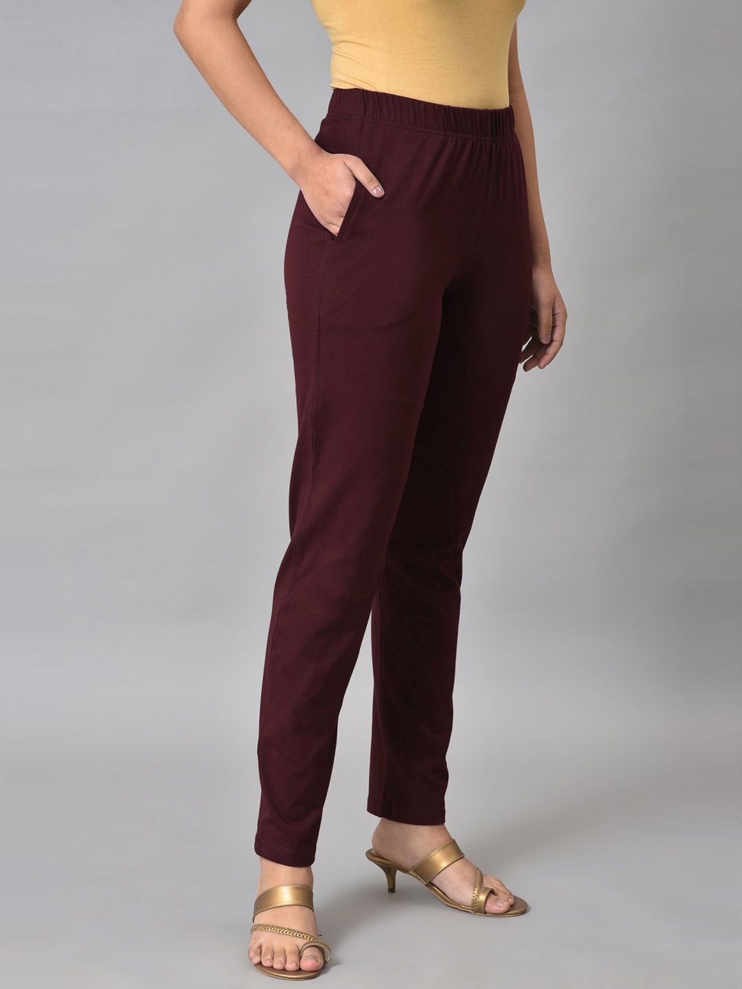 Elleven from Aurelia Maroon Regular Fit Pants
