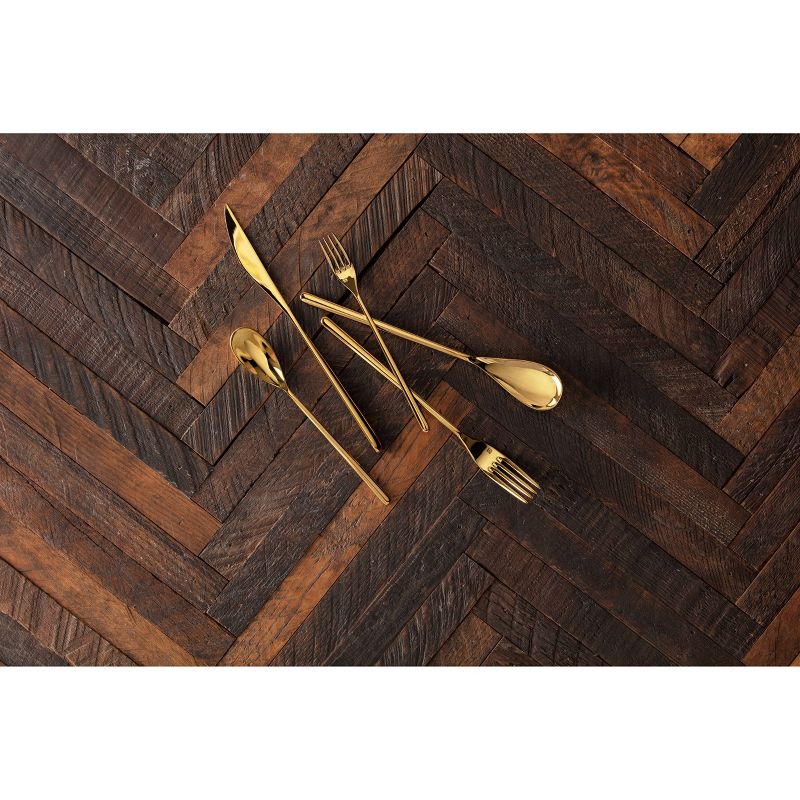 5pc Stainless Steel Dragonfly Silverware Set  Gold - Fortessa Tableware Solutions