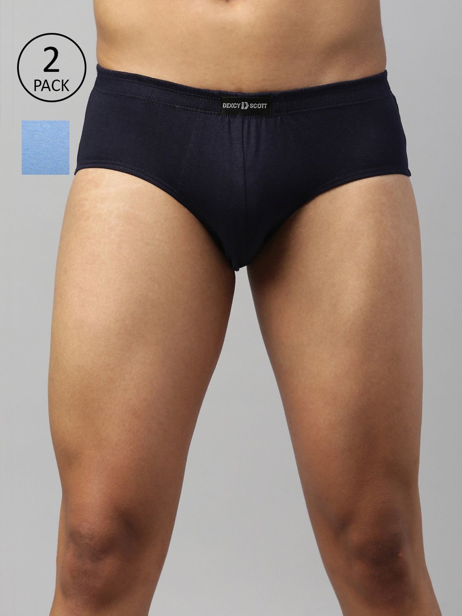 DIXCY SCOTT MAXIMUS Navy& Parsian Blue Cotton Regular Fit Briefs - Pack Of 2