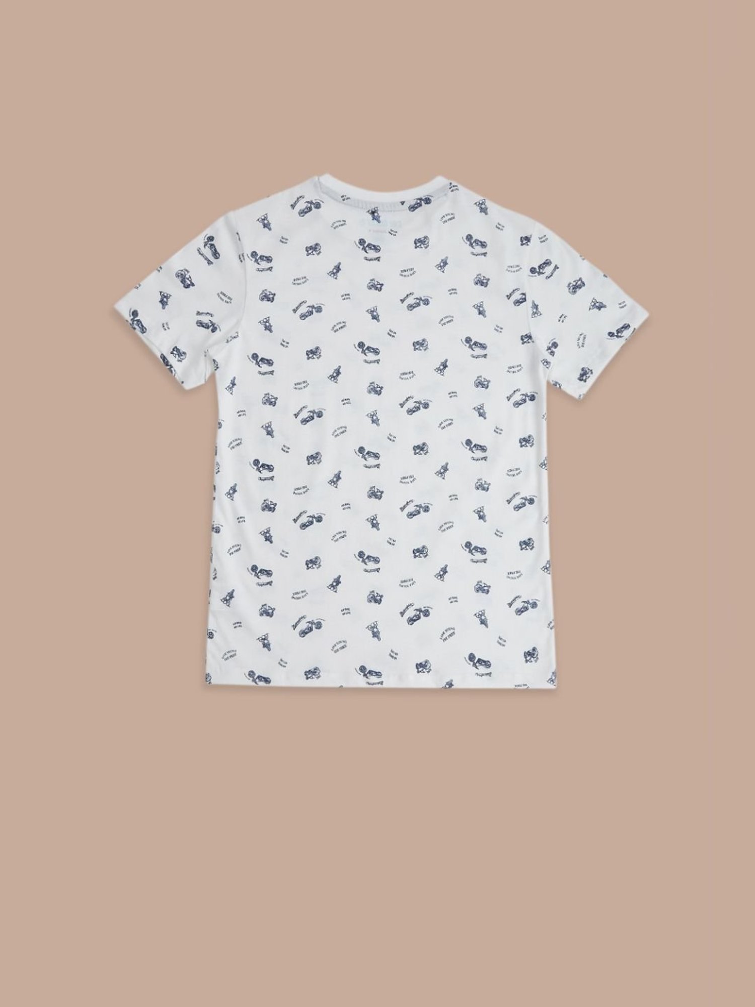 Pantaloons Junior White Cotton Printed T-Shirt