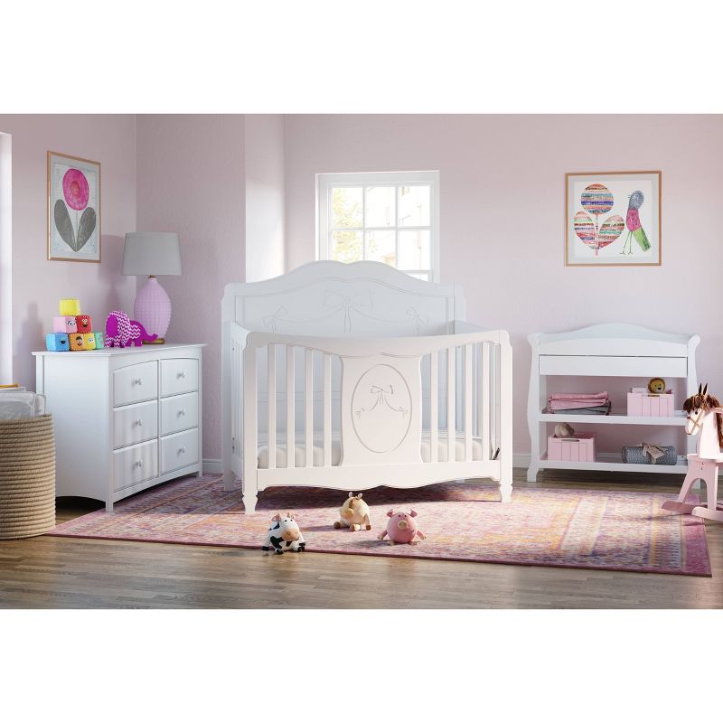 Storkcraft Princess 4-in-1 Fixed Side Convertible Crib - White