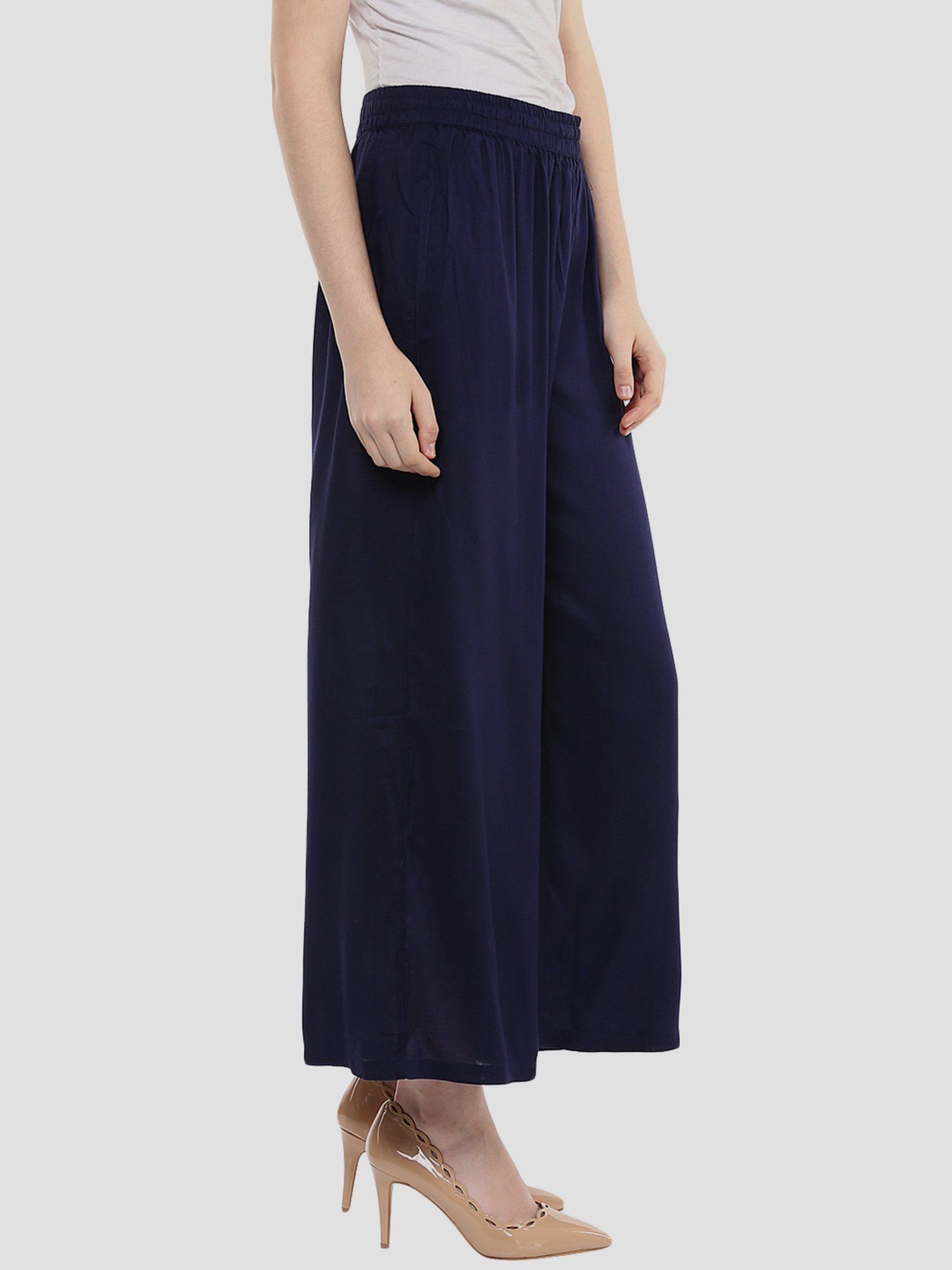 Sringam Navy Regular Fit Palazzos