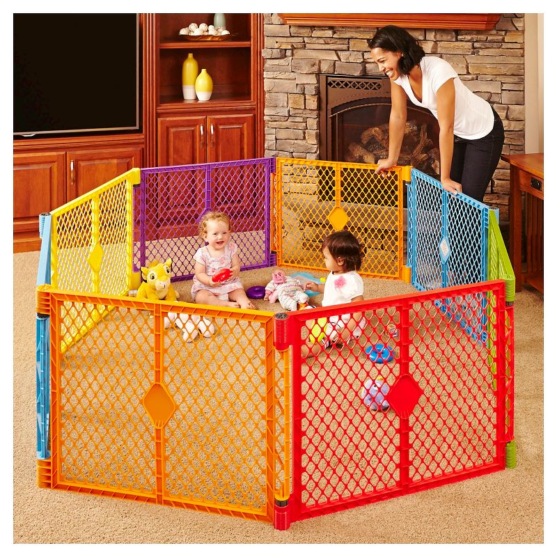 Toddleroo By North States Superyard Colorplay 8 Panel Freestanding Gate