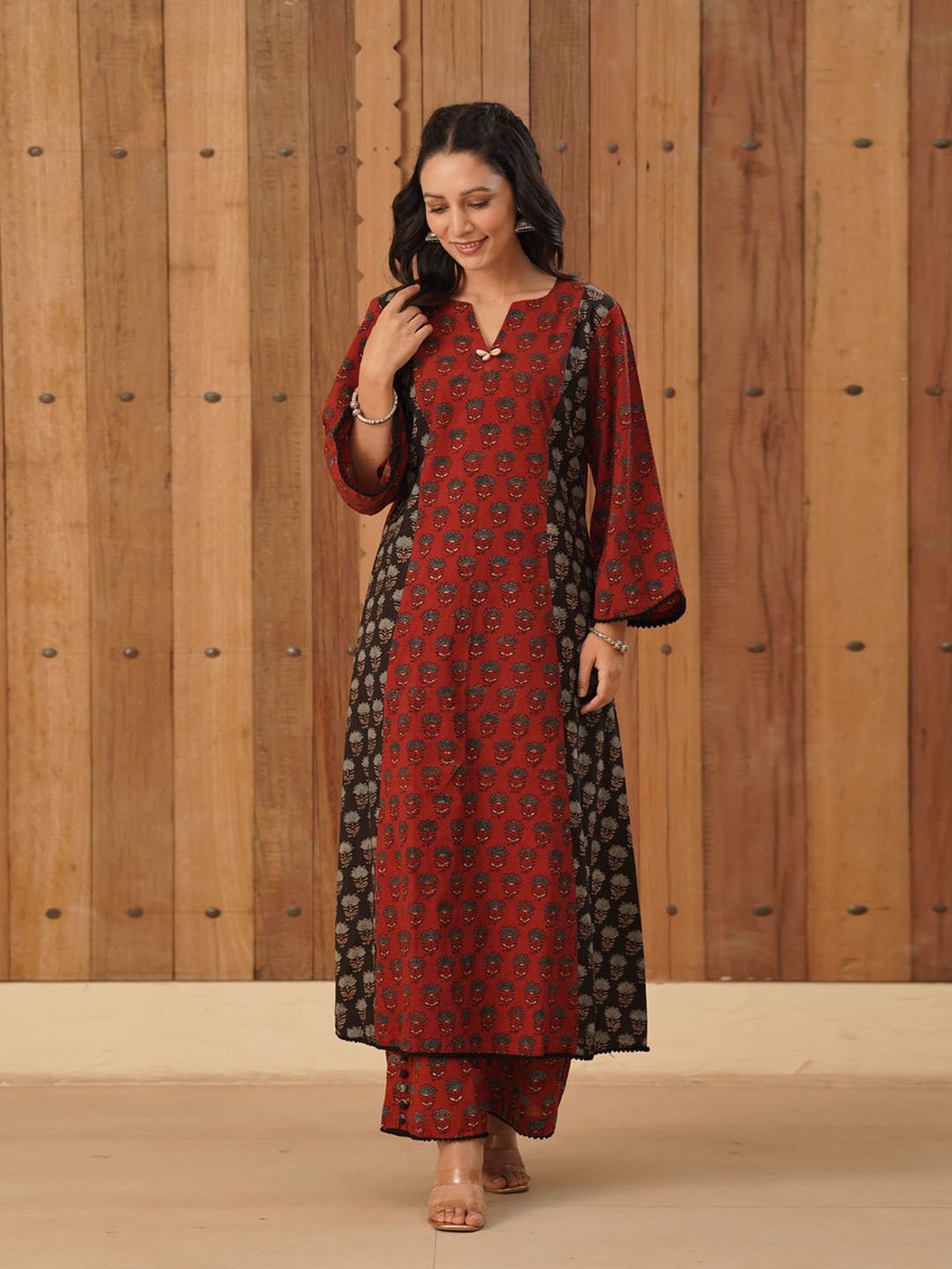Love Chic Ajrakh Cotton Palazzo with crochet lace