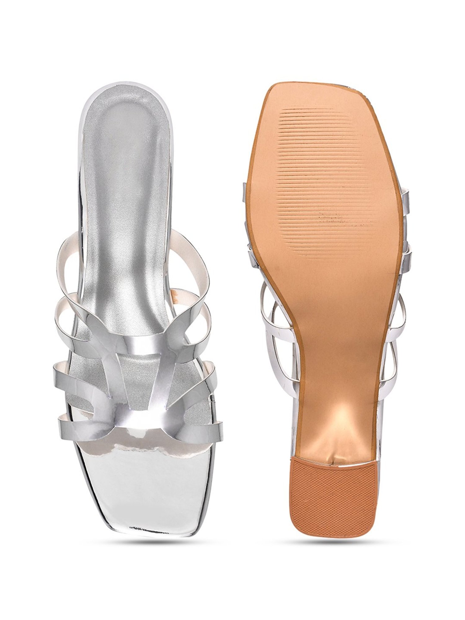 The White Pole Women's Silver Casual Sandals