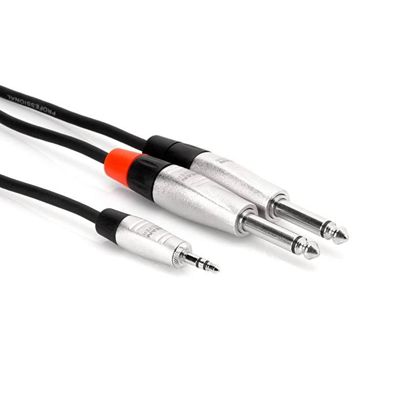 HMP-003Y REAN 3.5mm TRS to Dual 1/4" TS Pro Stereo Breakout Cable, 3 Feet