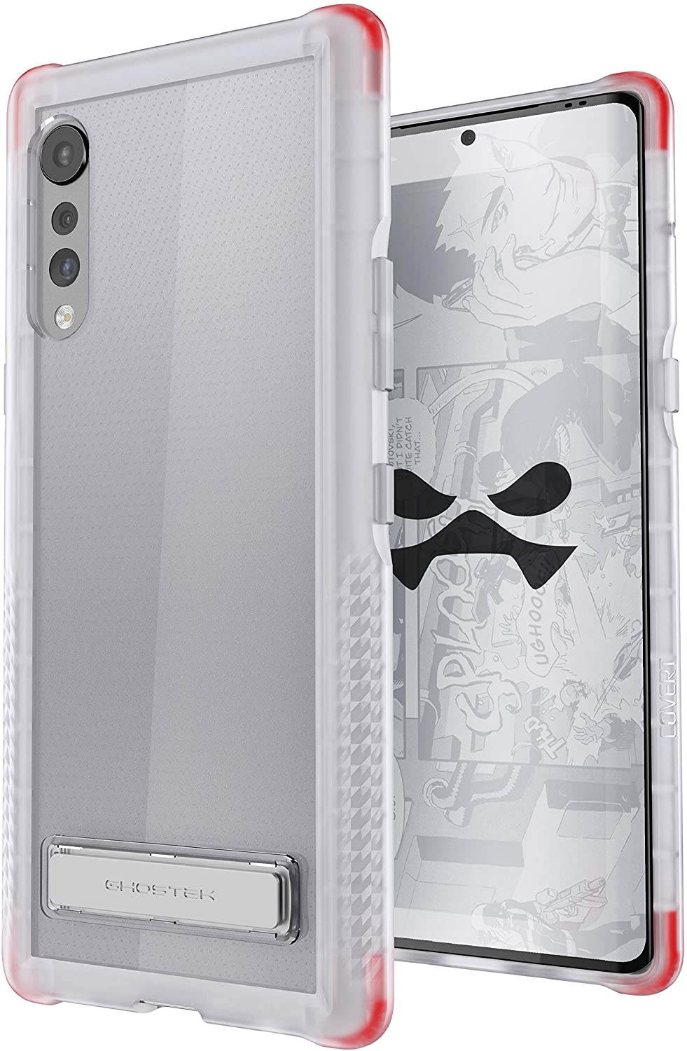 Ghostek Covert LG Velvet Case Clear with Kickstand and Grip Bumper Slim Phone Cover Ultra Thin Shockproof Design Heavy Duty Protection Wireless Charging for 2020 LG Velvet 5G (6.8 Inch) - (Smoke)