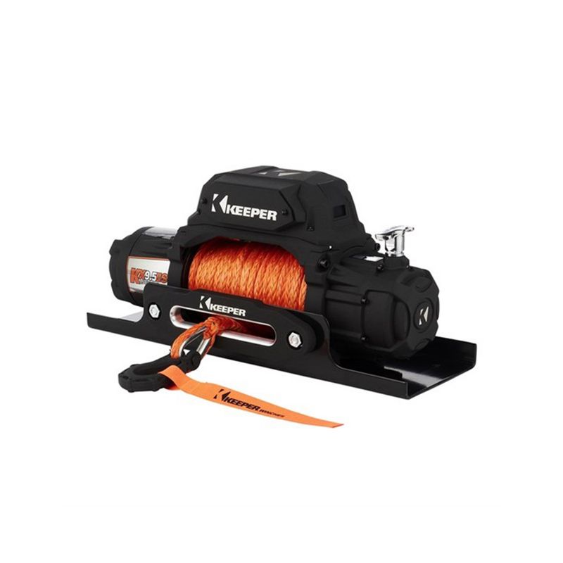 Keeper KX95132 Extreme Series 12 Volt 9500 Pound Capacity Electric Winch for Mid to Full Size Vehicles with 85 Foot Sythetic Rope Cable, Black