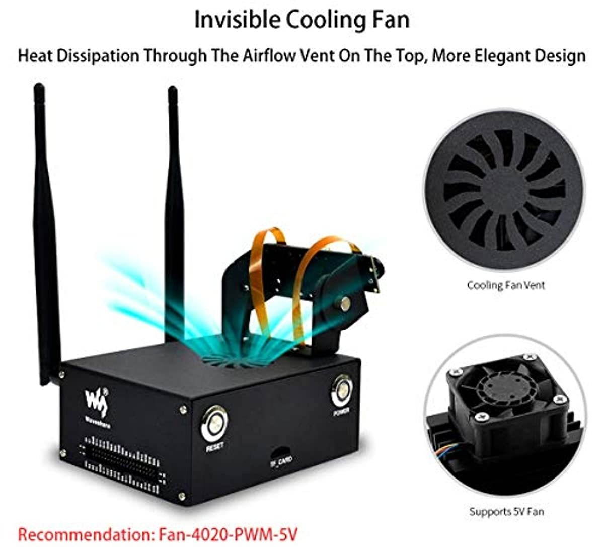 Jetson Nano Metal Case/Enclosure for Jetson Nano Developer Kit and B01(A02 & B01) with Camera Holder,Reset and Power Buttons, Support Single or Binocular Camera,Cooling Fan,Wireless-AC8265