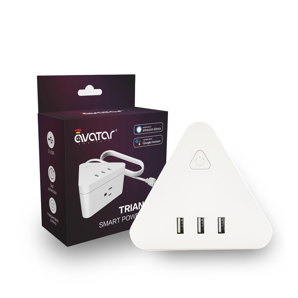Avatar Controls Triangle Smart Power Strip Alexa, Google Home, WiFi Power Plug with 3 Outlets 3 USB Ports, Separate Switch Remote Control by App, 5ft Extension Cord