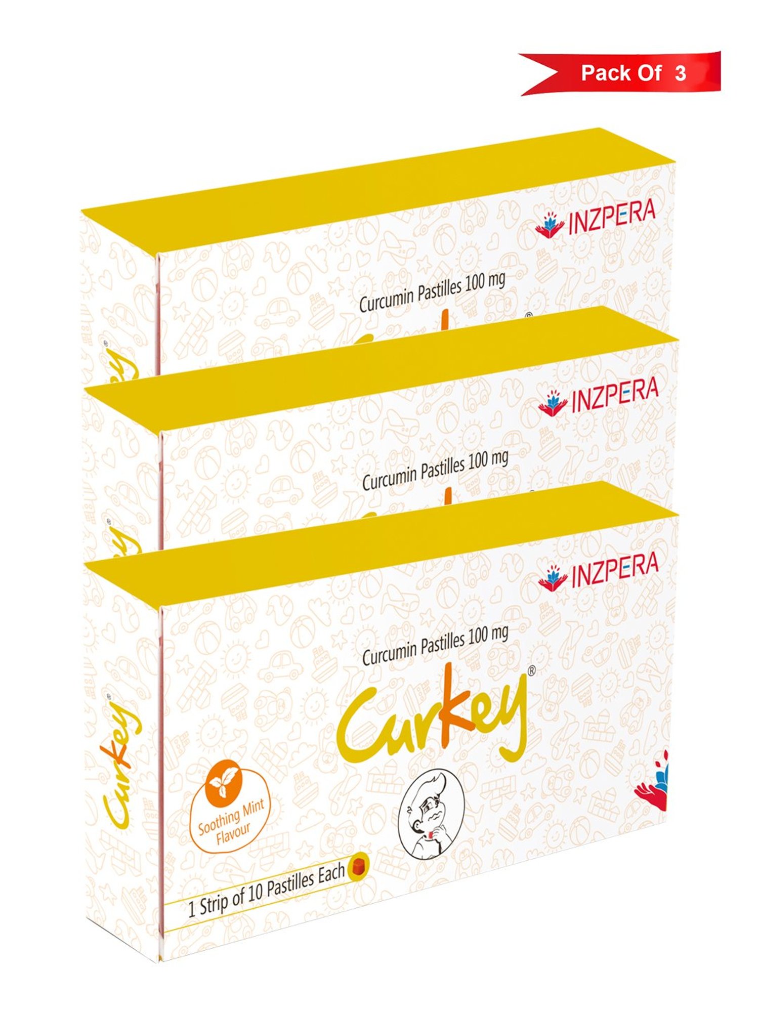 Curkey Curcumin Pastilles (Soothing Mint Flavour) - Pack of 3