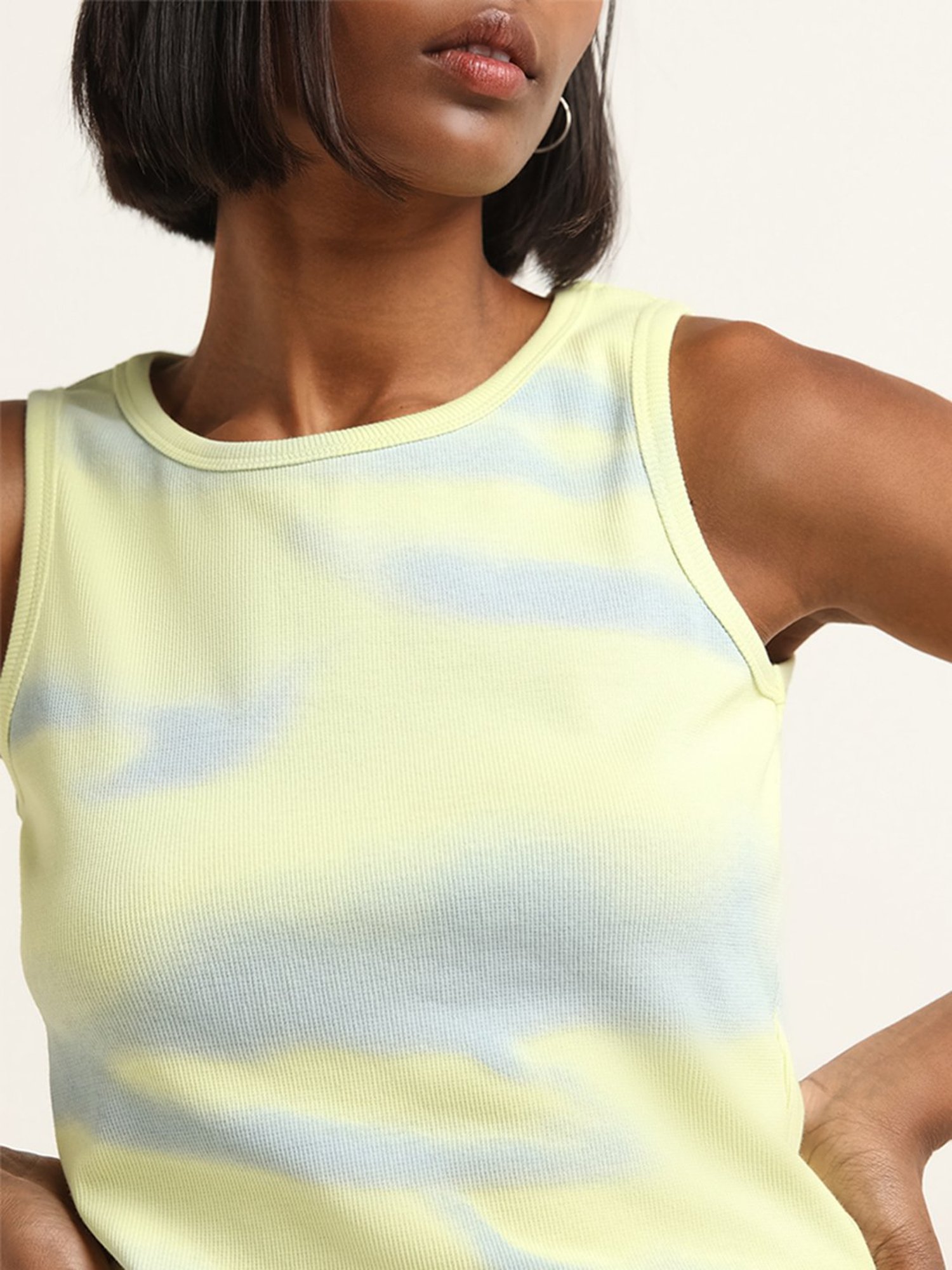 Studiofit by Westside Yellow Ribbed Top