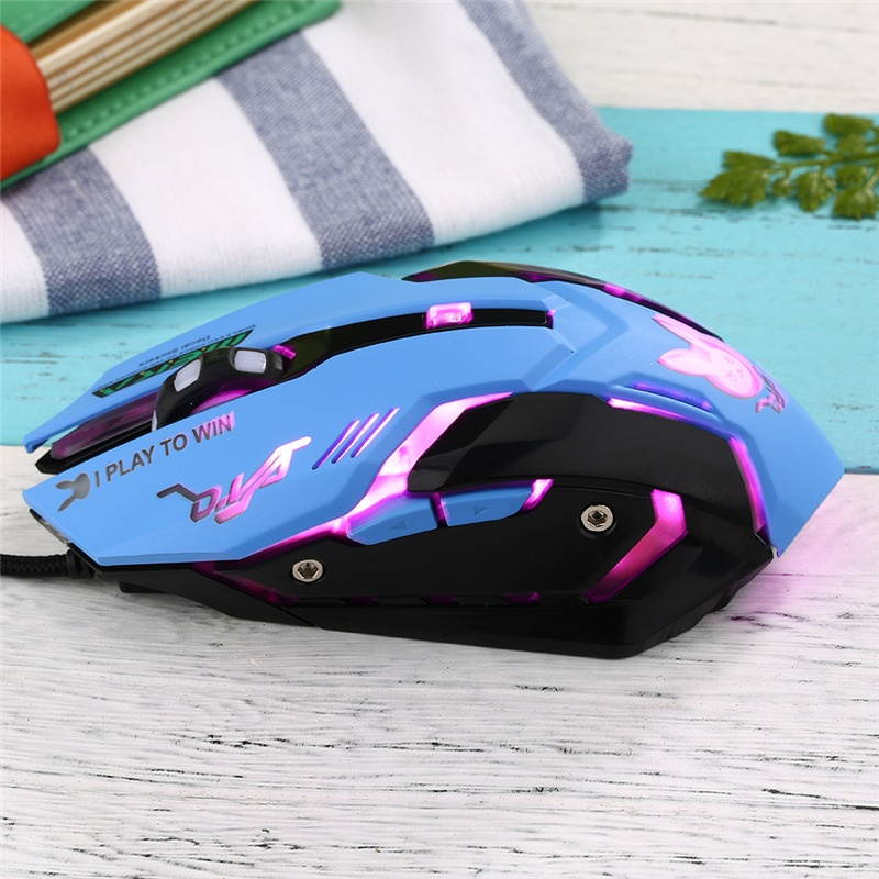 6 Buttons Gaming Breathing LED Backlit Gaming Mice D.VA Reaper Wired USB Computer Mouse for PC& Mac Overwatch Gamers