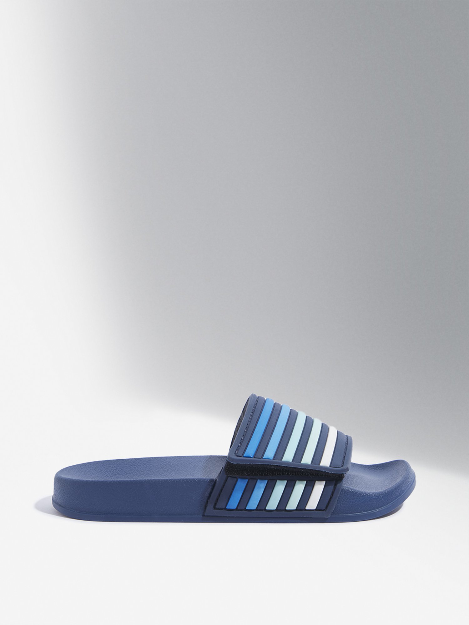 Yellow by Westside Navy Stripe Pattern Slides