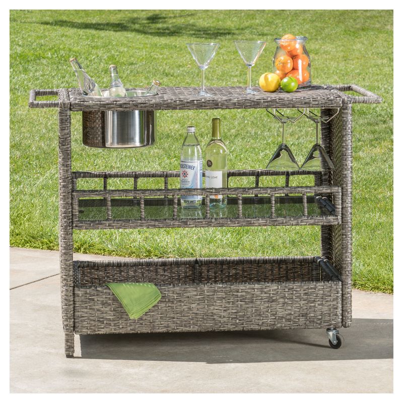 Slat Top Serving Cart - Gray - Apollo Outdoor