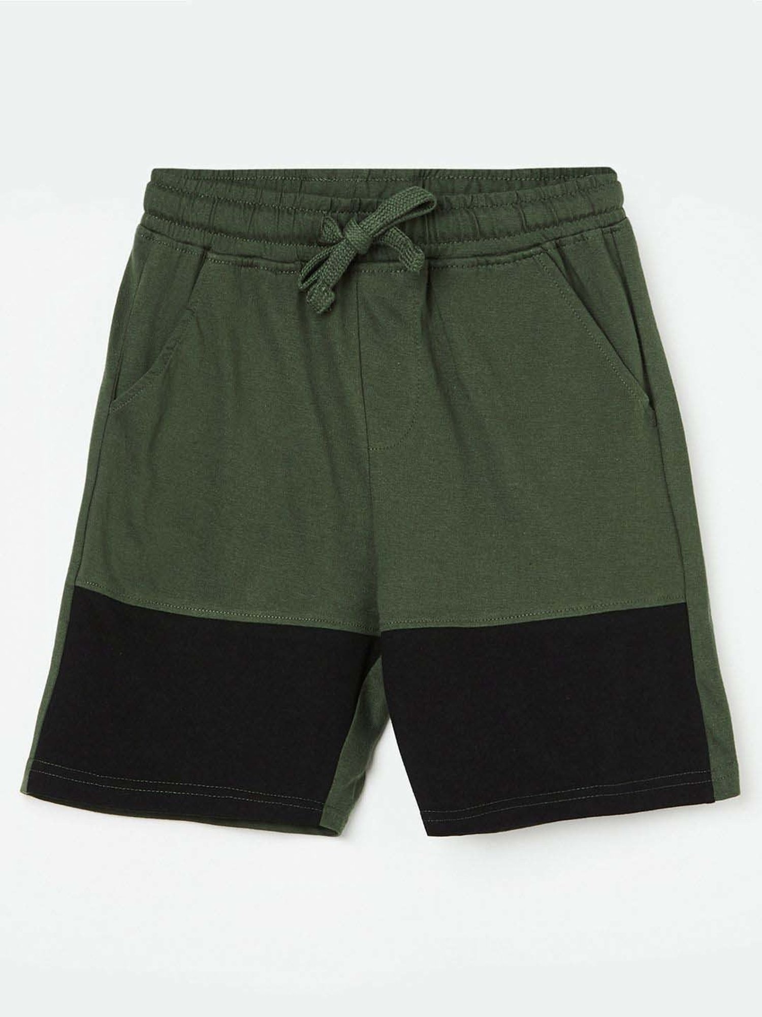 Fame Forever by Lifestyle Kids Olive & Black Cotton Color Block Shorts