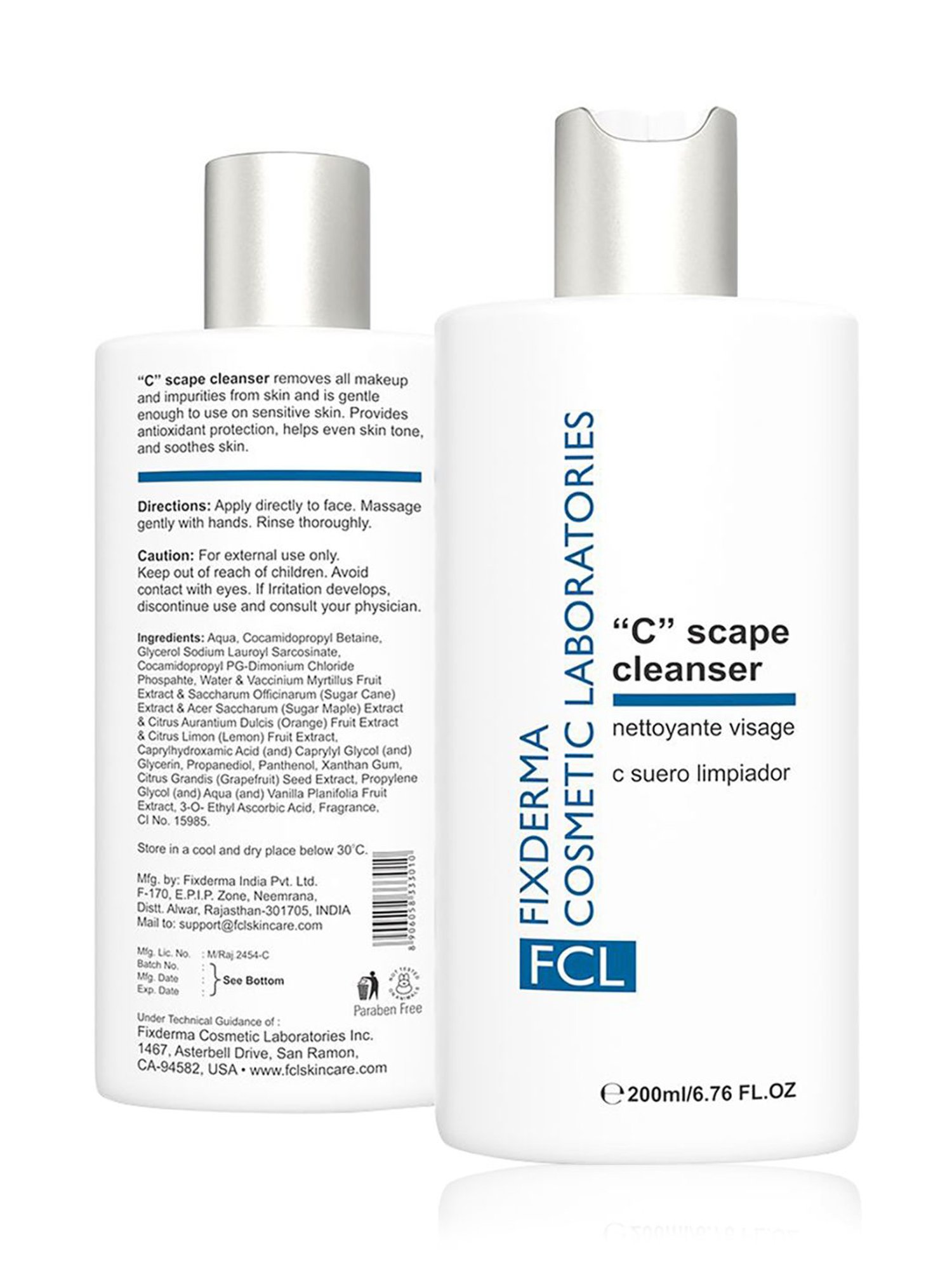 Fcl C Scape Cleanser,Vitamin C Cleanser,Exfoliant, Brightens Skin, Dermatologist Tested - 200 ml