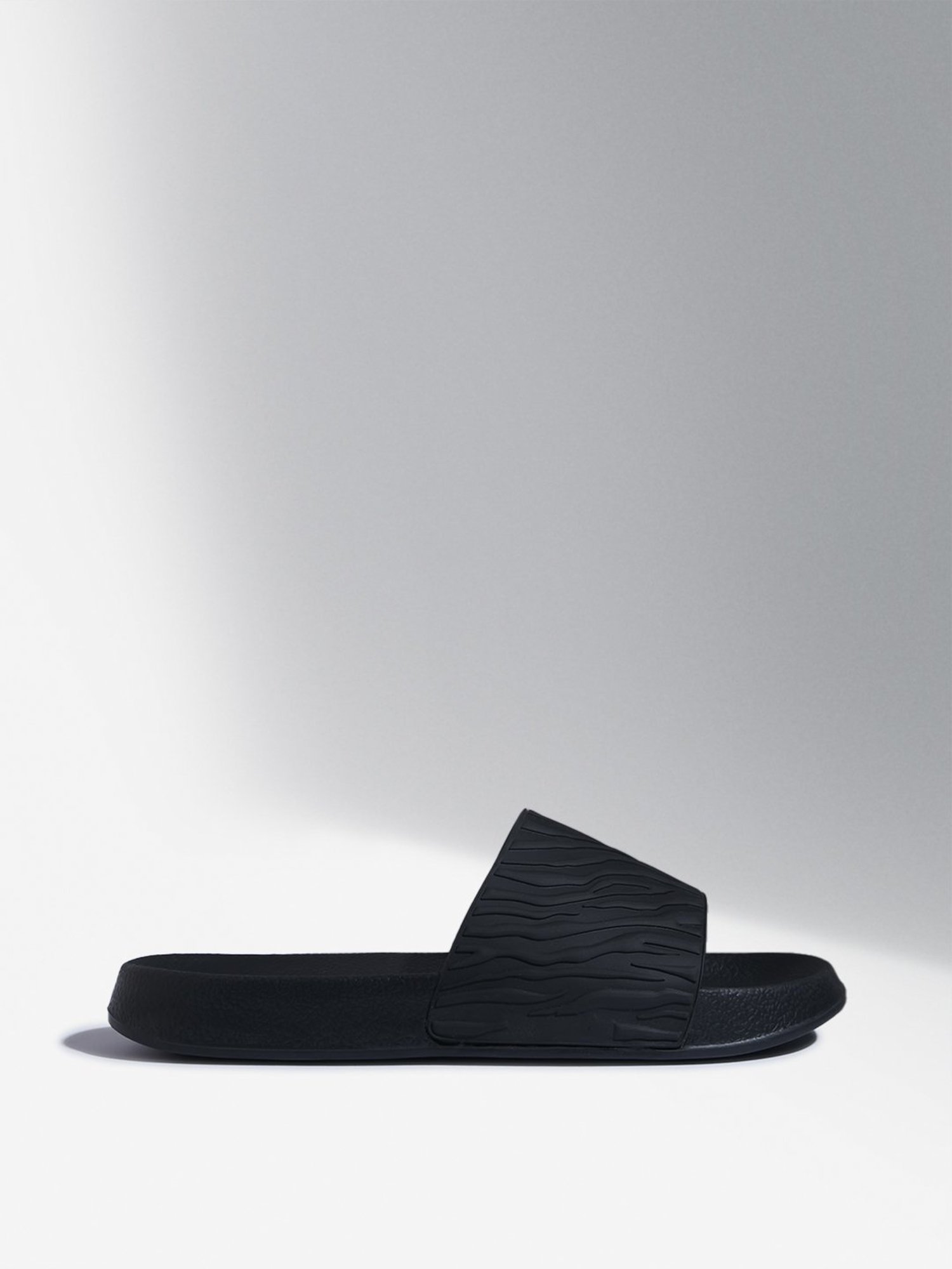 SOLEPLAY by Westside Black Wave-Textured Pool Slides
