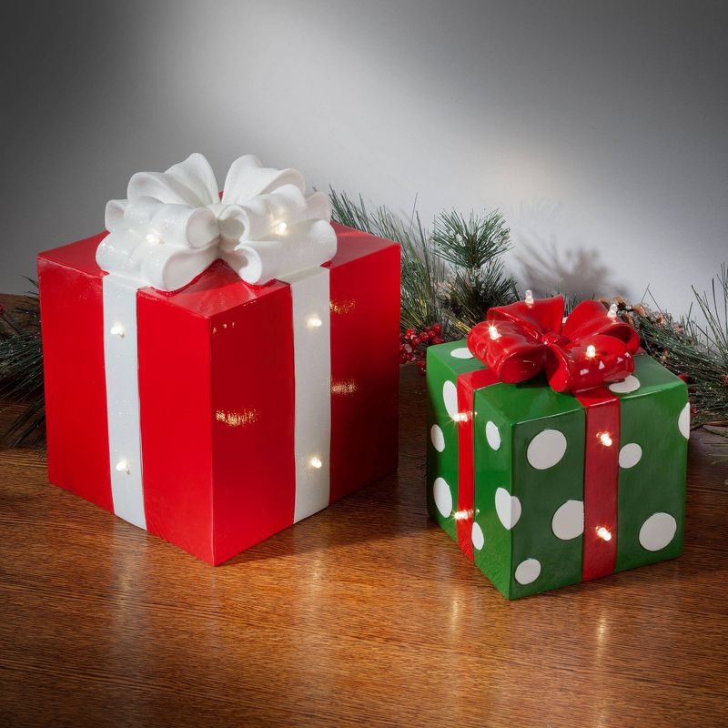 6.5in LED Christmas Present Decorative Holiday Scene Props - Haute Décor