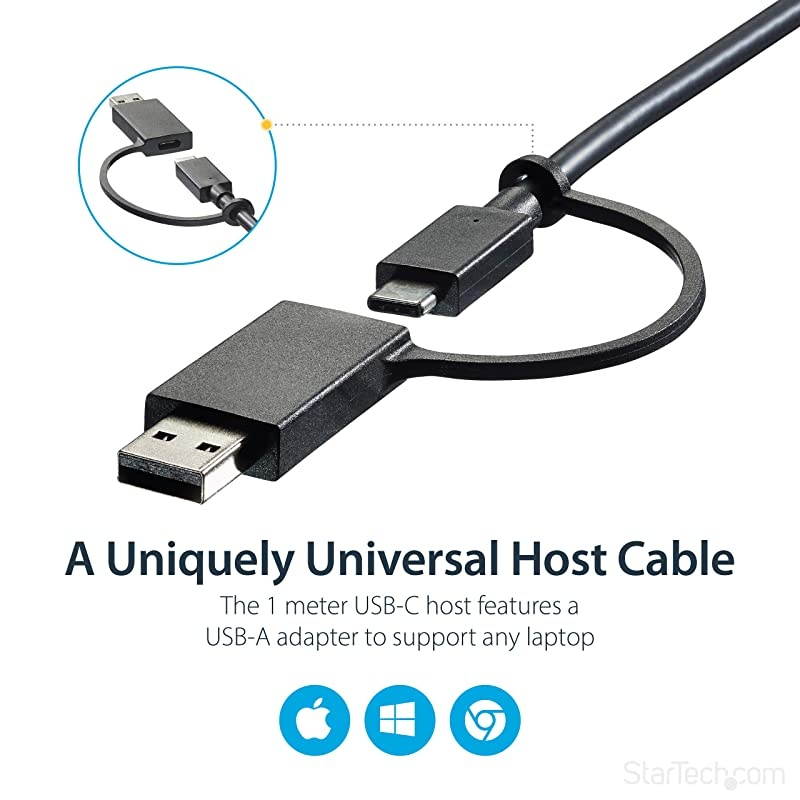 com USB-C & USB-A Dock - Hybrid Universal Laptop Docking Station with Dual Monitor 4K60Hz HDMI & DisplayPort - USB 3.1 Gen 1 Hub, GbE - 60W Power Delivery - Windows, Mac & Chrome (DK30C2DPPD)