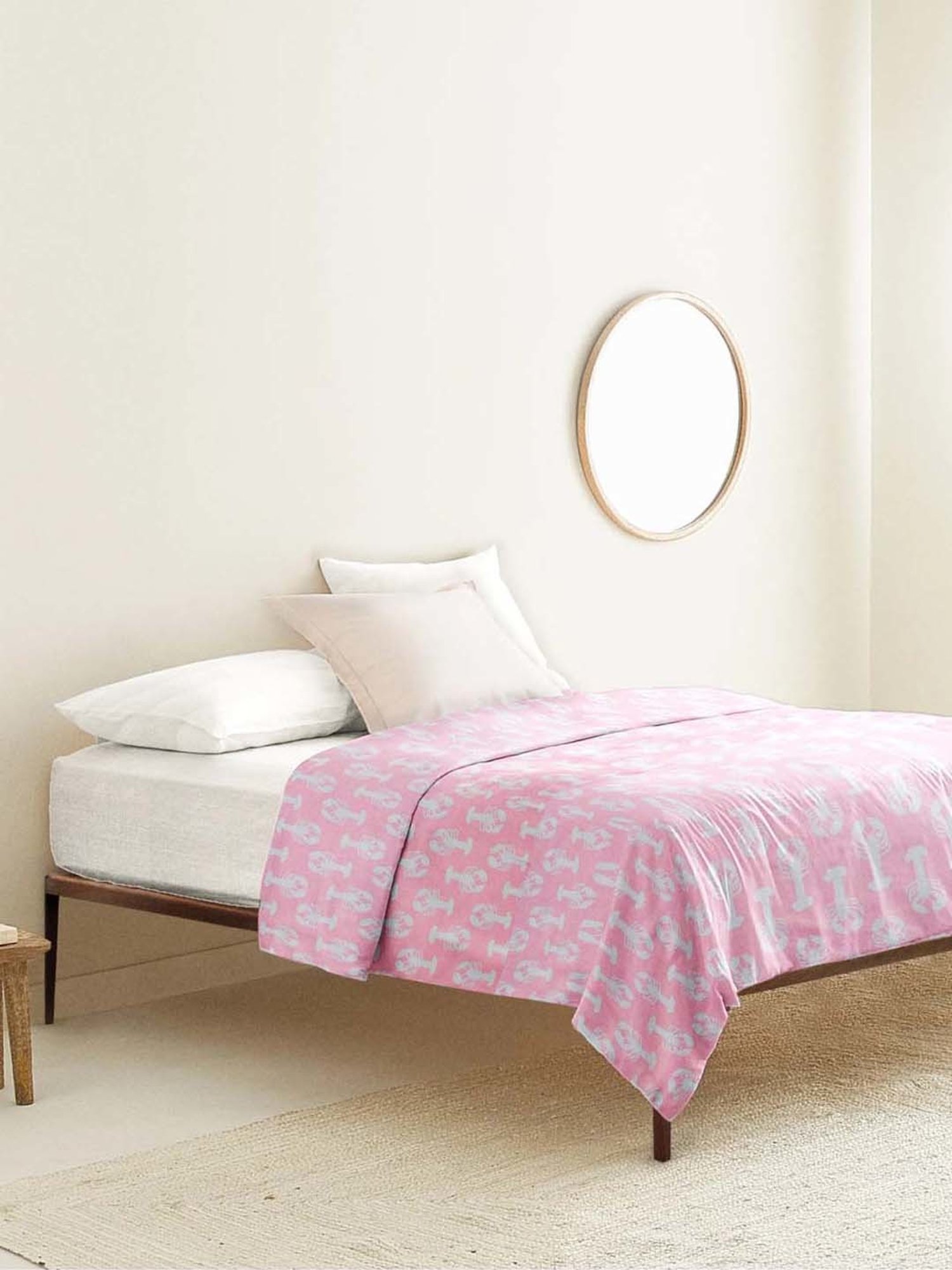 The Baby Atelier Pink Crab Organic Junior Queen Bed Cover