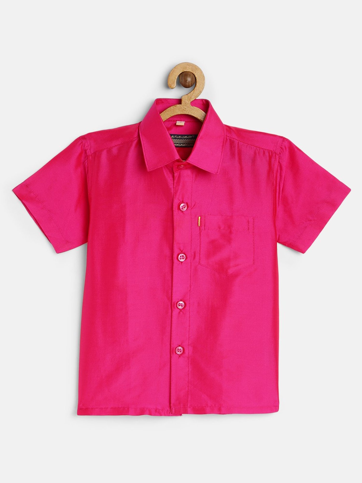 THANGAMAGAN Kids Pink Solid Shirt