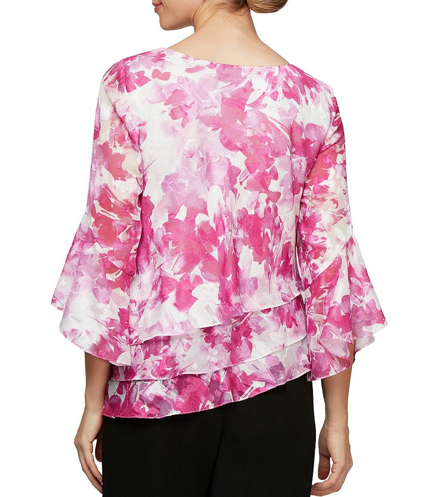 Caroline Rose Dolman Elbow 3/4 Sleeve Jewel Neck Floral Fantasy Lined Caftan