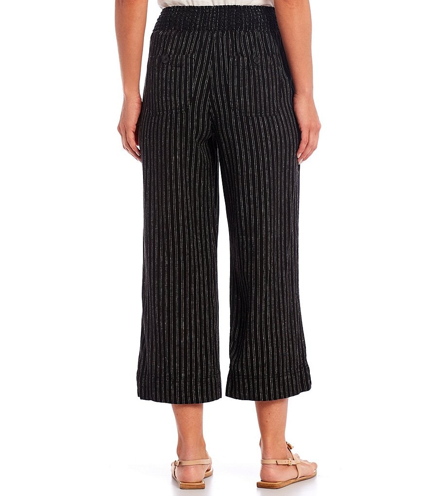 Westbound Petite Size Stitch Stripe Linen Capri Pants