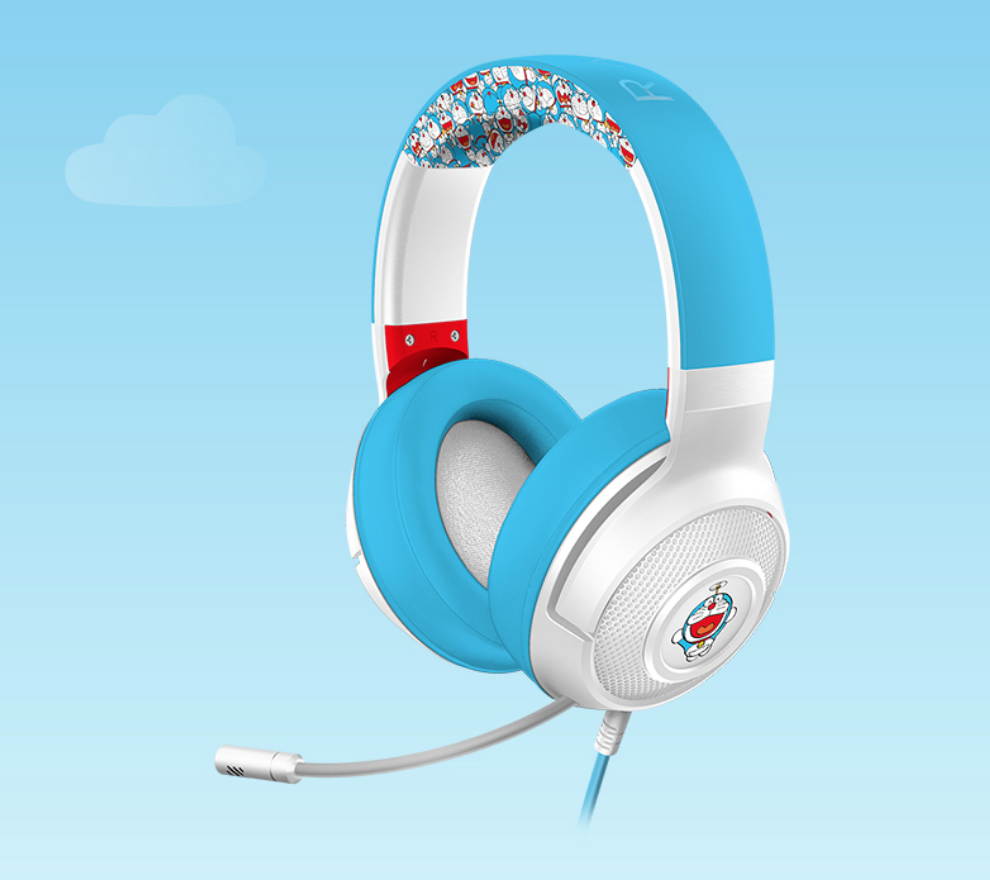 RAZER x Doraemon 50th Anniversary Limited edition gaming Headset, 40mm Drivers Wired Gaming Headphones with Mic Compatible with PC, Xbox One, PS4, Mac, and Nintendo Switch via 3.5mm cable