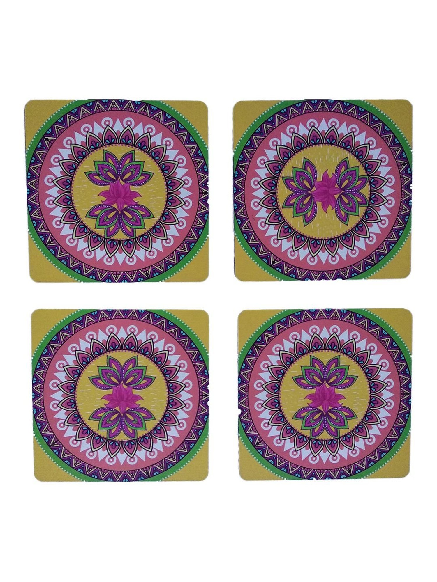 Crayton Square Madhuban Pattern MDF Coaster - Set of 4