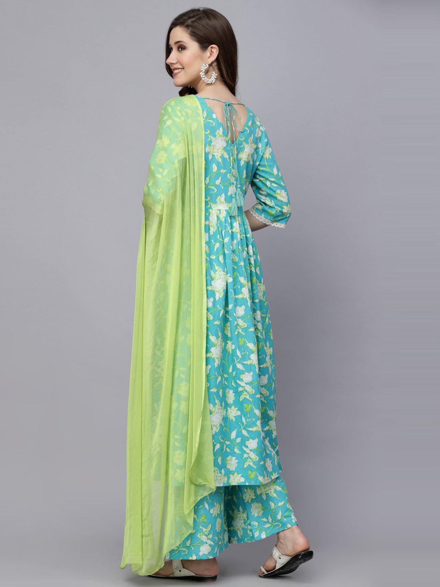 Stylum Blue Printed Kurta Palazzo Set With Dupatta