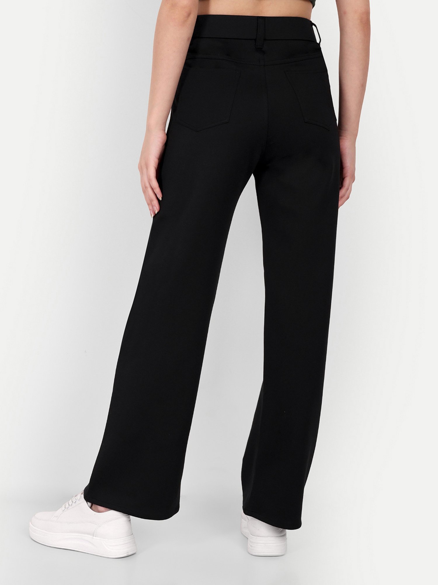 Broadstar Black Relaxed Fit High Rise Trousers