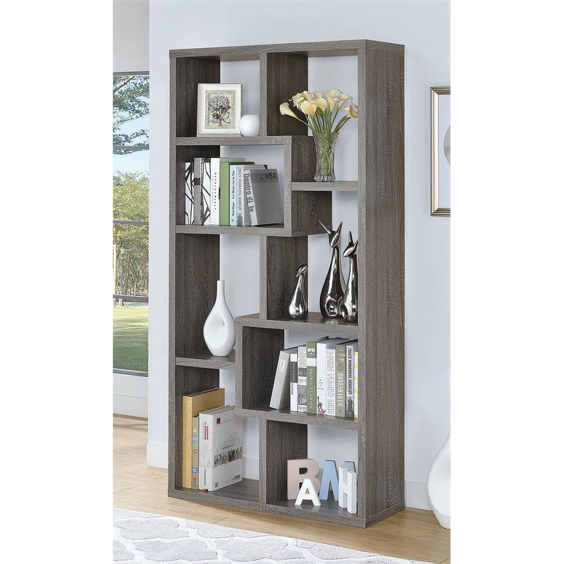 Casual Bookcase in Weathered Gray - Bowery Hill