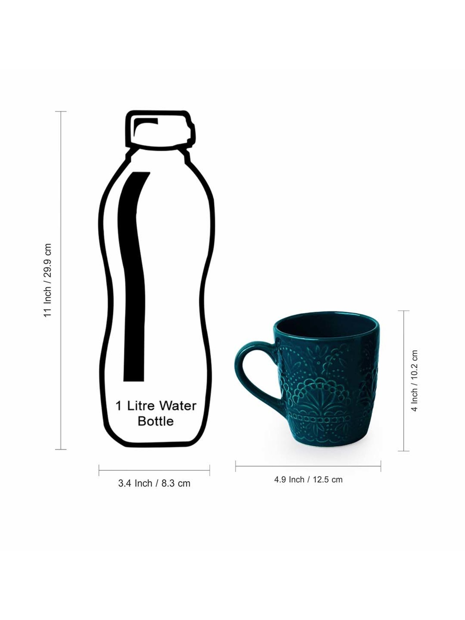 ExclusiveLane Teal Forest Dark Teal Ceramic Hand Glazed Coffee Mug (0.18 L)