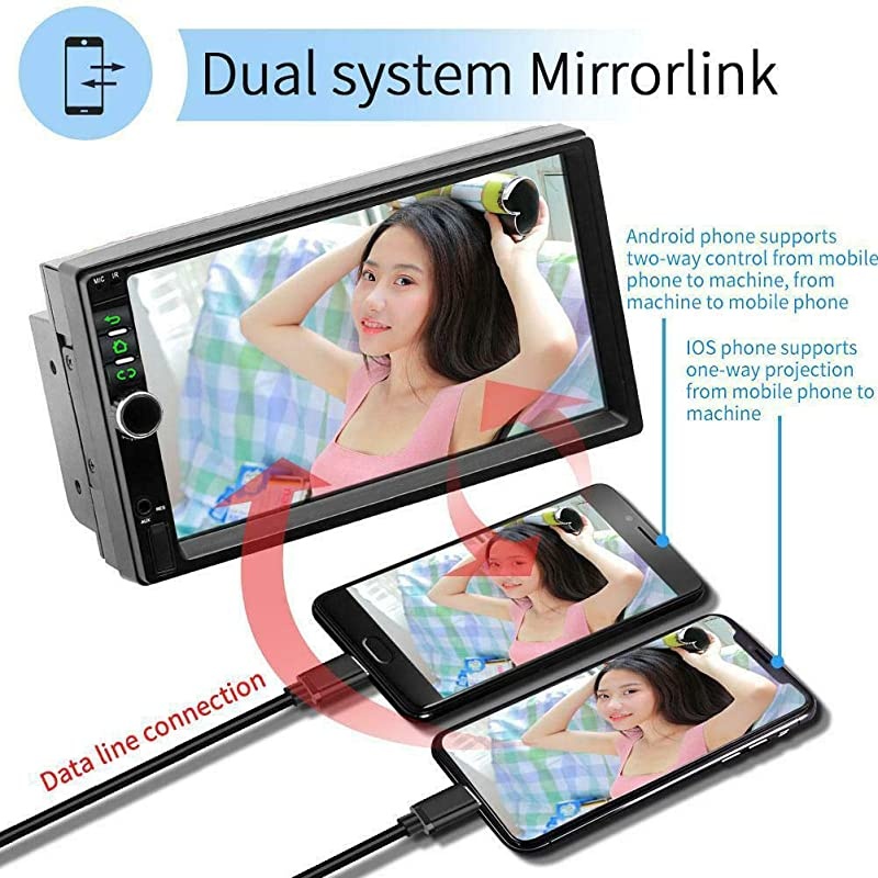 7 Inch Double Din Android Car Stereo in-Dash Multimedia Player with GPS Navigation,FM,Bluetooth,WiFi,USB/TF/AUX Input, Double din Stereo Android 7 inch(B7918 2G RAM+32G ROM)