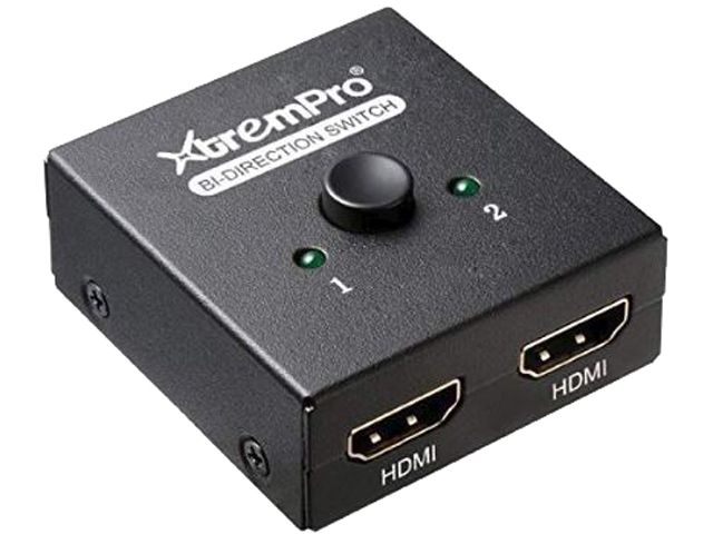 XtremPro 61032 4K HDMI 4K 2 Ports Bi-Direction Switch, 2 x 1 / 1 x 2 Hub-HDCP Passthrough, Supports Ultra HD 4K, 3D, 1080P, 1080i, 720p, No power Source need - Black